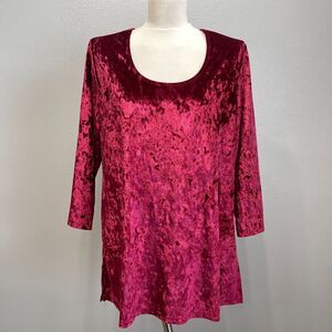 Slinky Brand Women's Top X-large Red Crushed Velvet Velour